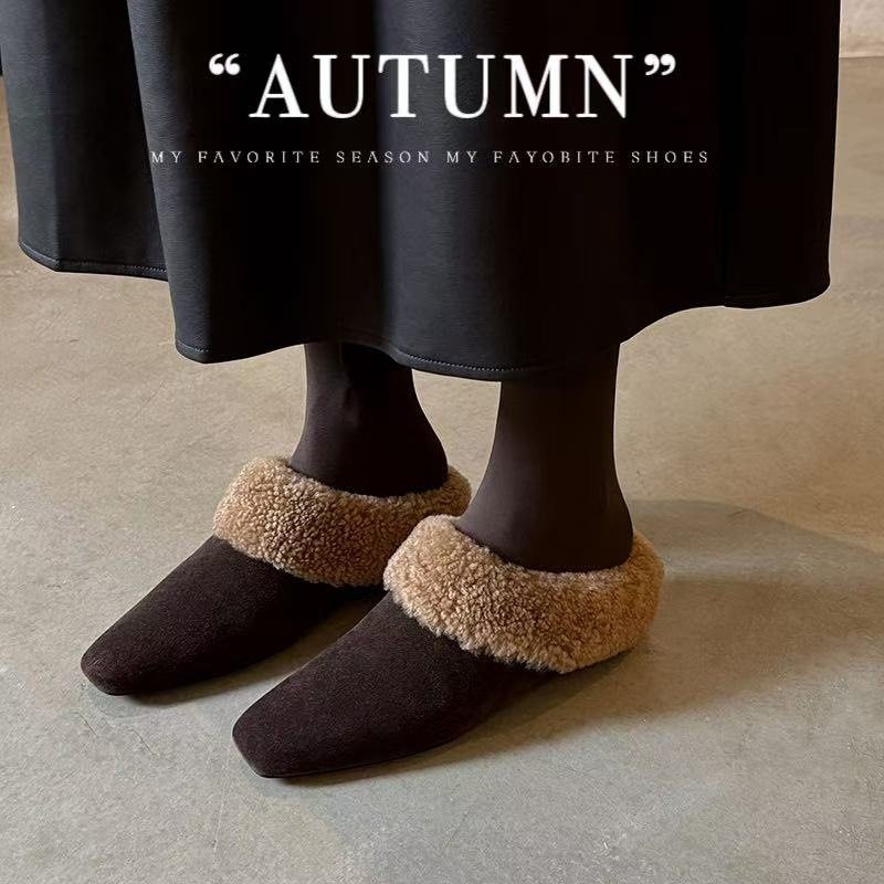 5CM内增高复古真皮毛毛勃肯鞋女平底半包拖懒人鞋舒适保暖豆豆鞋,户外/登山/野营/旅行用品,登山鞋/徒步鞋,淘宝优惠券,粉丝福利购,淘宝优惠卷