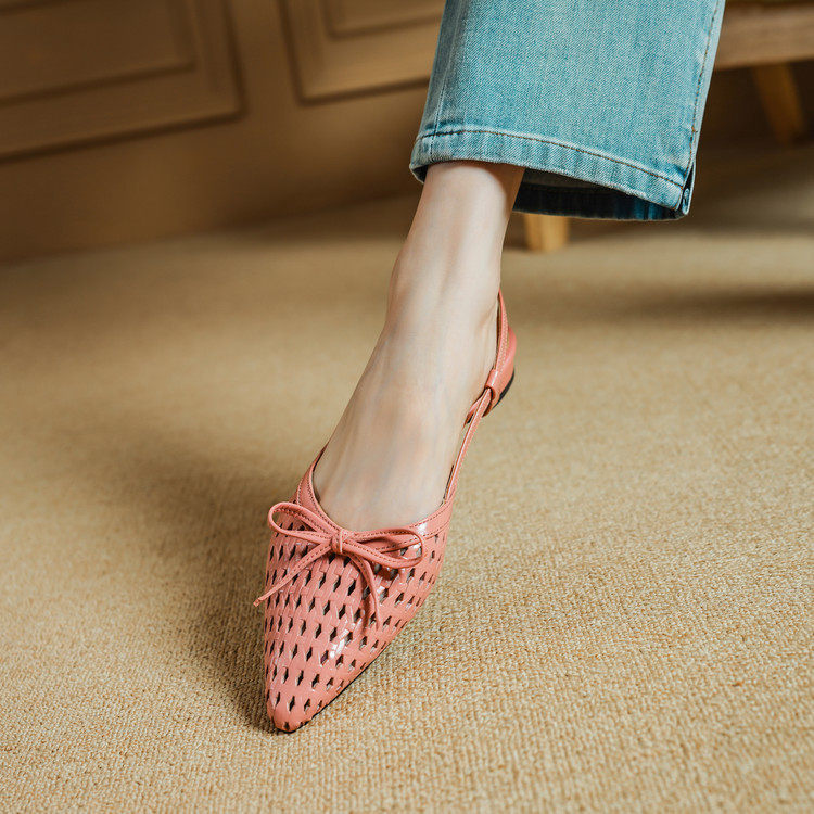 优雅尖头透气蝴蝶结平底包头后绊带凉鞋女2025新款夏季单鞋白粉色,户外/登山/野营/旅行用品,登山鞋/徒步鞋,淘宝优惠券,粉丝福利购,淘宝优惠卷