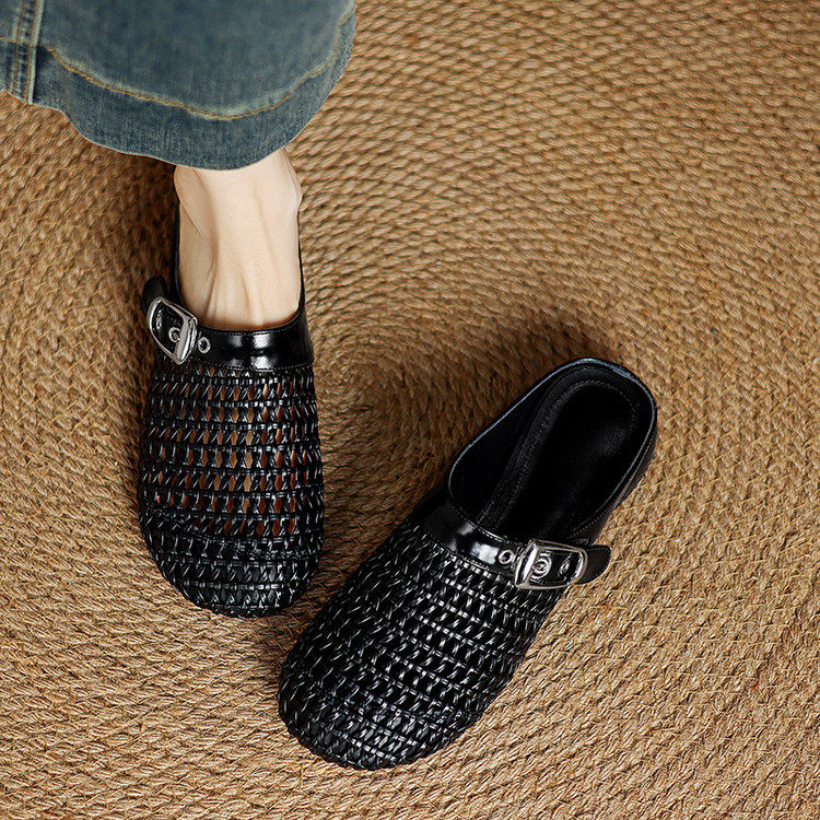 夏季新款大码女鞋40-43码圆头穆勒鞋时装鞋41 42真皮全皮包头凉拖,户外/登山/野营/旅行用品,登山鞋/徒步鞋,淘宝优惠券,粉丝福利购,淘宝优惠卷