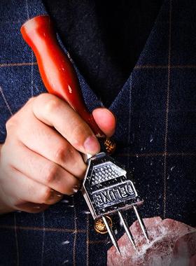 DELUXE冰锥 三头锥调酒碎冰工具威士忌冰球三叉戟酒吧破冰凿冰器