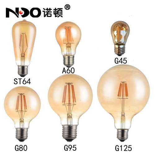 led灯泡 玻璃装饰复古灯泡 灯丝灯A60E27茶色 厂家直销跨境钨丝
