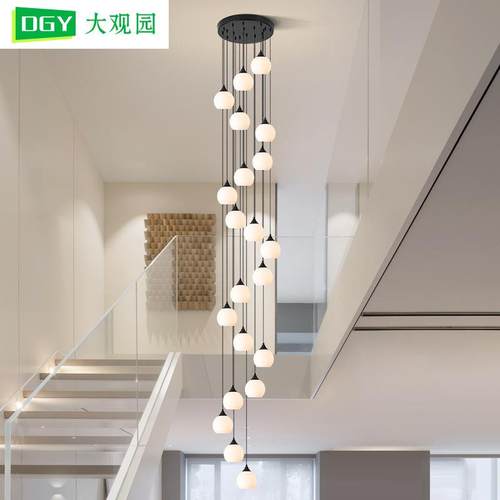 大观园楼梯吊灯现代简约复式楼梯大吊灯新款别墅客厅loft吊灯485L