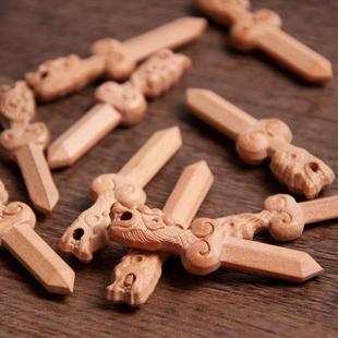 玲珑阁小号4厘米龙头刀剑斧diy配饰桃木雕刻大号龙头刀剑斧龙头剑