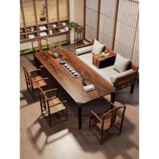 [折扣价】?南美胡桃木罗汉床茶桌椅组合客厅家用办公室宋代美学实