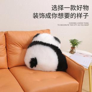 生气熊猫坐垫 跨境羊毛熊猫抱枕坐垫家用沙发飘窗椅子靠枕网红款