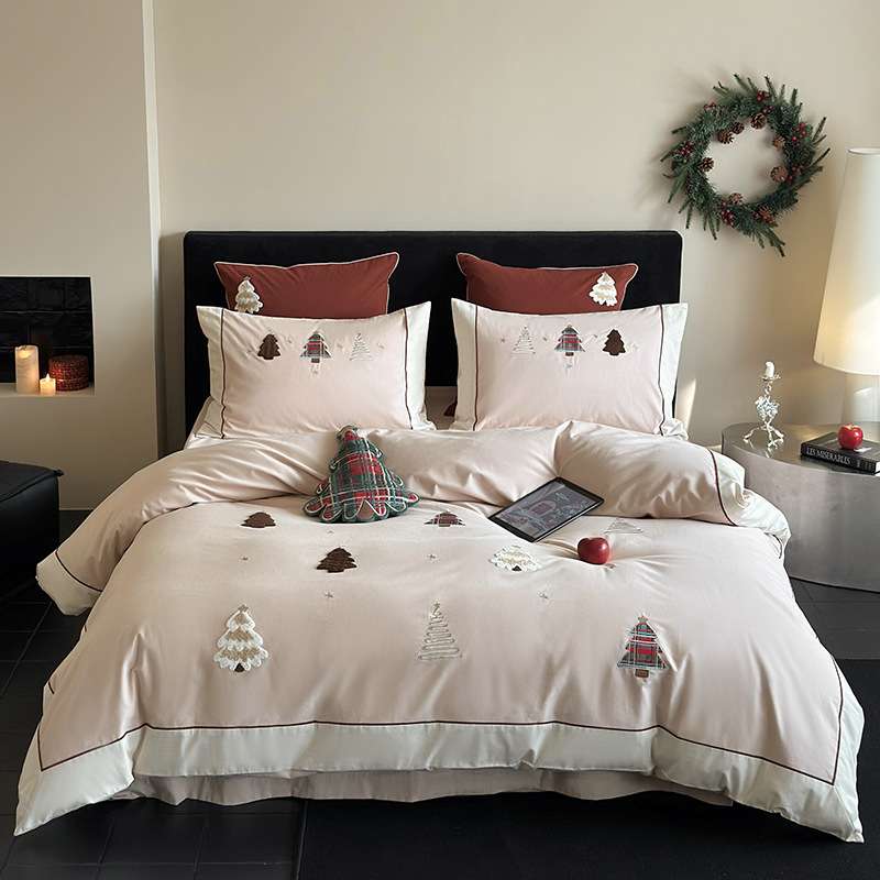 圣诞心愿树丨秋冬温暖S100长绒棉磨毛四件套超云层温感起绒贴布绣