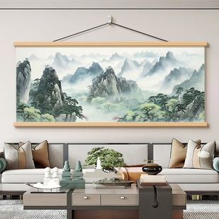 背有靠山客厅装饰画高档大气沙发背景墙挂画新中式办公室风景壁画