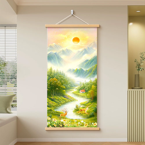 现代简约旭日东升玄关挂画