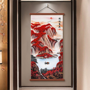 2026新款鸿运当头国画山水画客厅壁画入户玄关挂画走廊过道装饰画