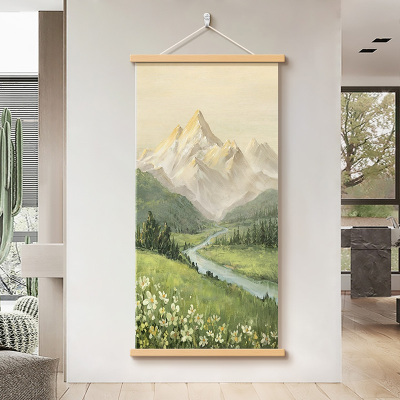 日照金山风景油画玄关挂画