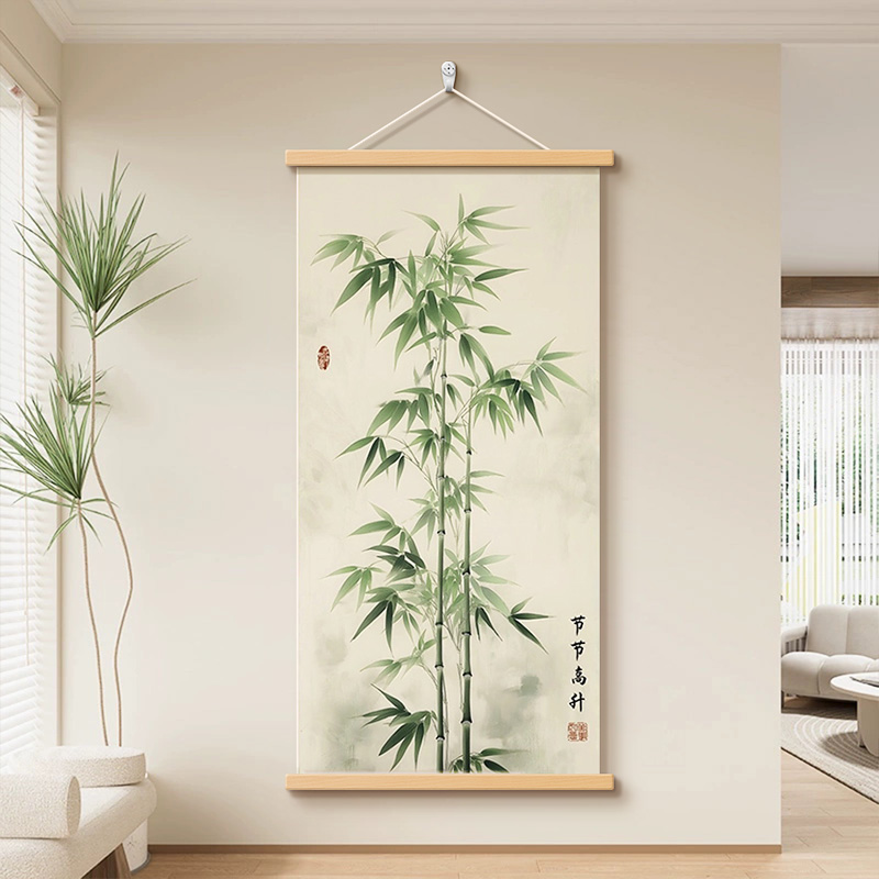 节节高升玄关装饰画新中式竖版