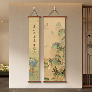 宋氏美学山水画入户玄关装 饰画背后有靠山走廊尽头挂画高级感壁画