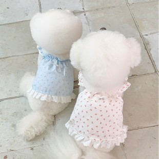 25年新款 碎花蕾丝吊带裙比熊泰迪宠物衣服 服饰春夏季 狗狗衣服薄款