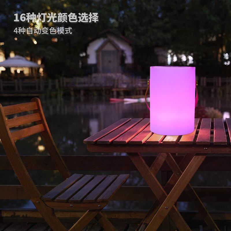 跨境新款Led圆柱灯太阳能户外露营灯笼手提创意夜灯防雨防摔台灯