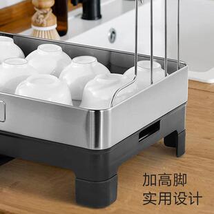 日式大容量碗架沥水架双层酒店用碗架跨境多功能碗筷勺收纳架