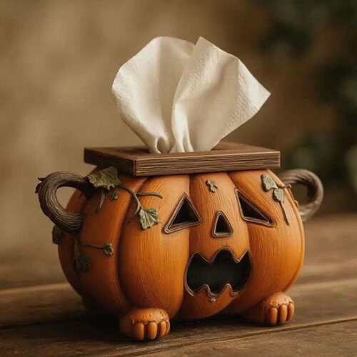 亚马逊Halloween Pumpkin Tissue Box Holder 万圣节南瓜纸巾盒架