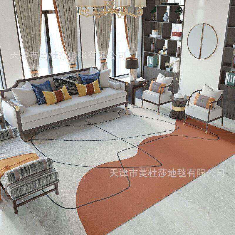 北欧风家用客厅满铺地毯防滑耐脏可擦免洗地毯防水防油皮革地毯