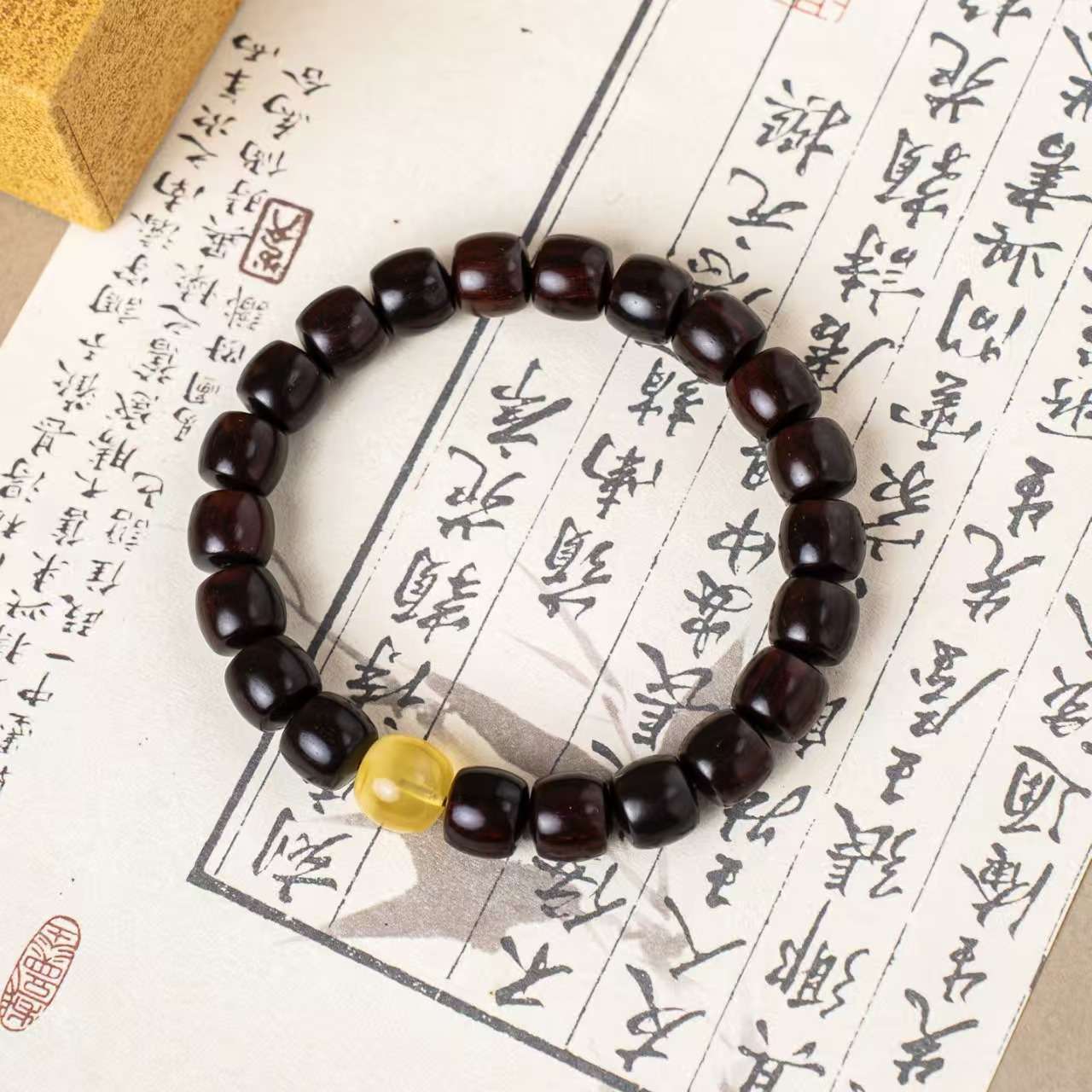 天然印度小叶紫檀手串女民族国风文玩手链手持佛珠单圈念珠送礼物