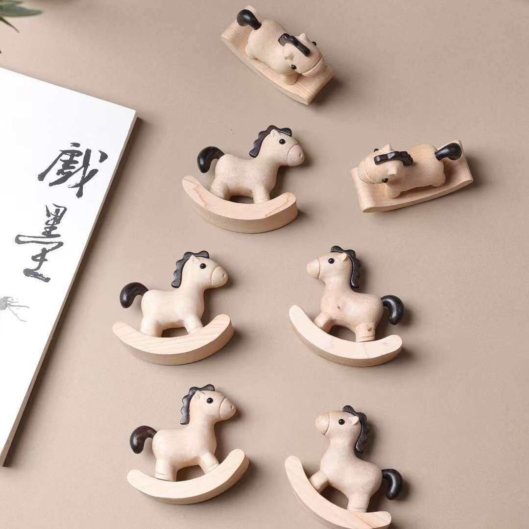榉木摇摇马木质工艺品饰品马年马到成功礼品礼物