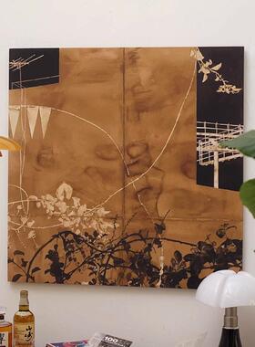 侘寂风文艺复古客厅装饰画玄关画级感过道画餐厅挂画卧室壁画