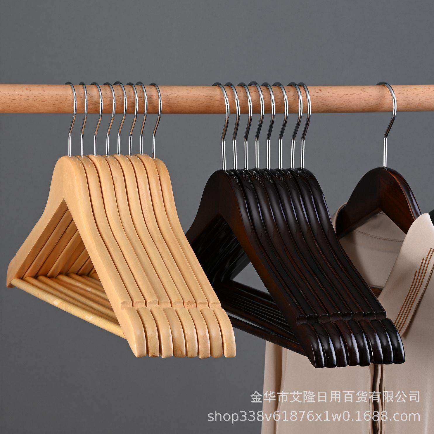 实木衣挂衣服挂 家用成人无痕服装店衣服撑子衣服架 木质衣架