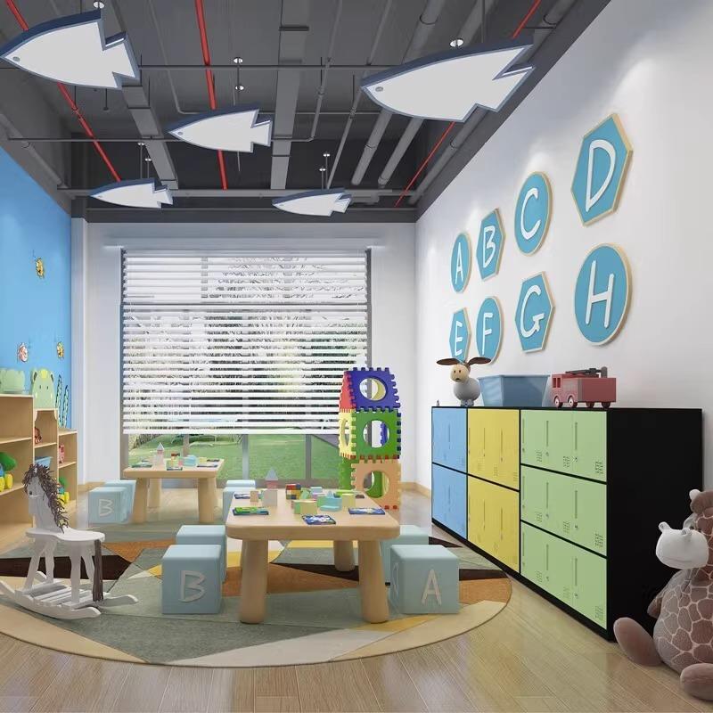 幼包儿园教室生书包柜 YJ-BG01彩存更衣柜铁皮色储物柜学子带锁6