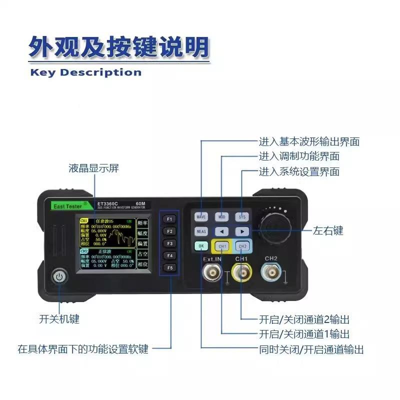 中创ET3ET3320C320C双通道函数信号发号生器波形任意波发方生器信