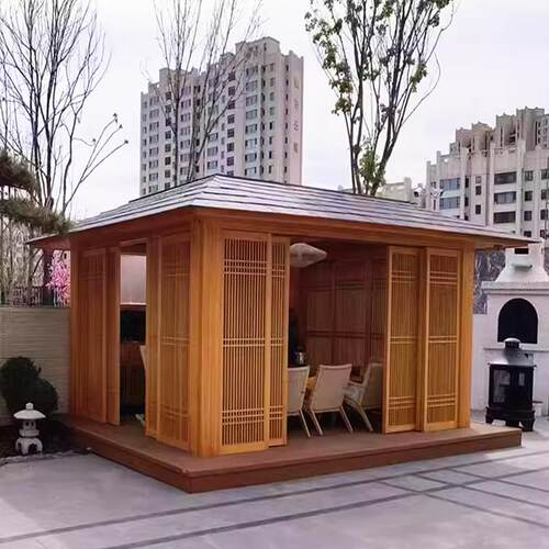 户外子实木民宿防腐园660木中式茶室组装日式木房别花摄影造景墅