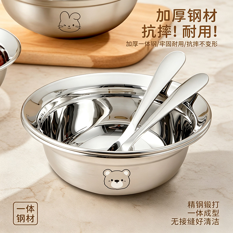 儿童碗316不锈钢卡通防烫辅食碗图片