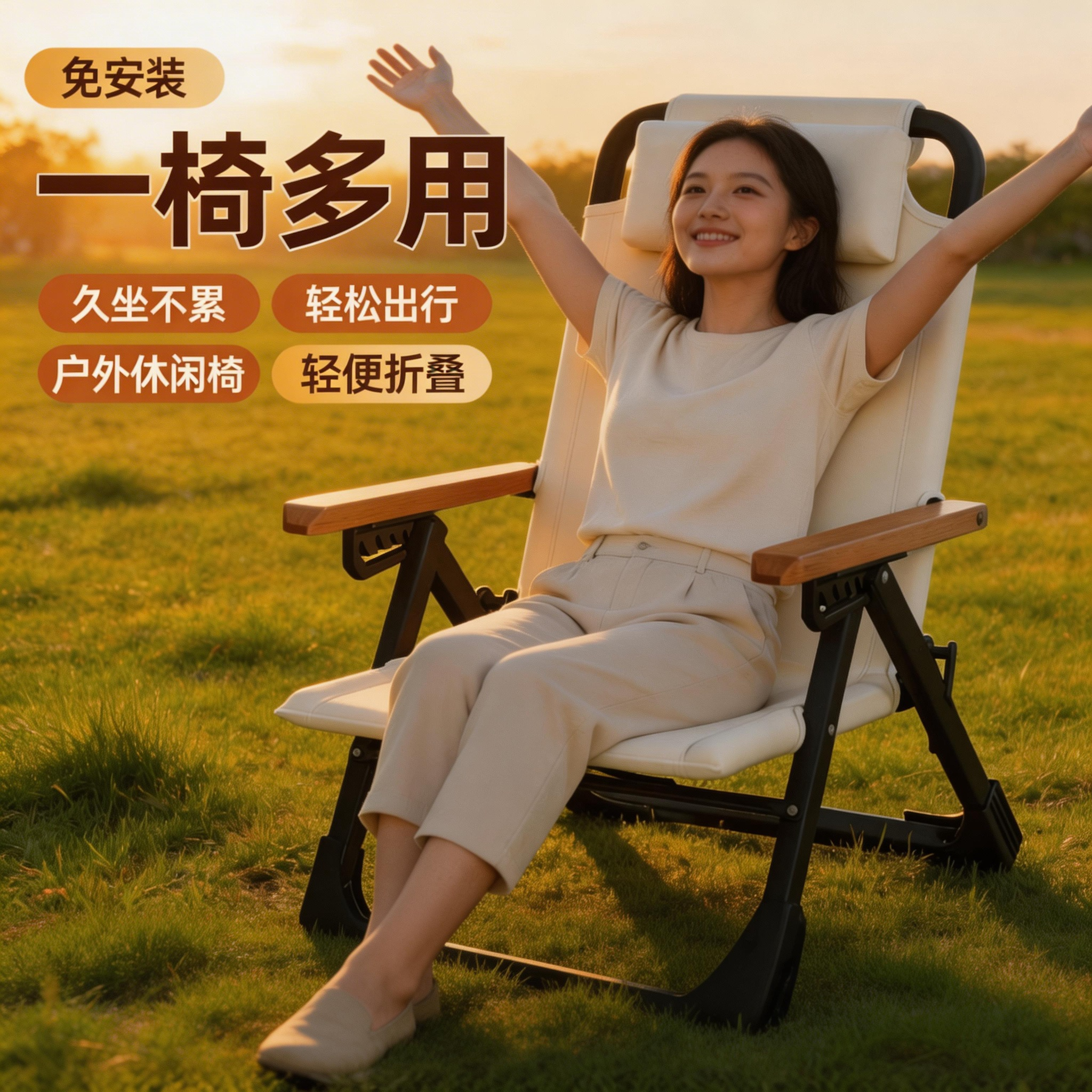 折叠躺椅沙滩钓鱼凳免安装便携椅