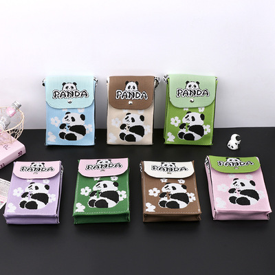 新款熊猫手机包出门便捷手提针织包包手腕迷你斜挎包成都宽窄巷子