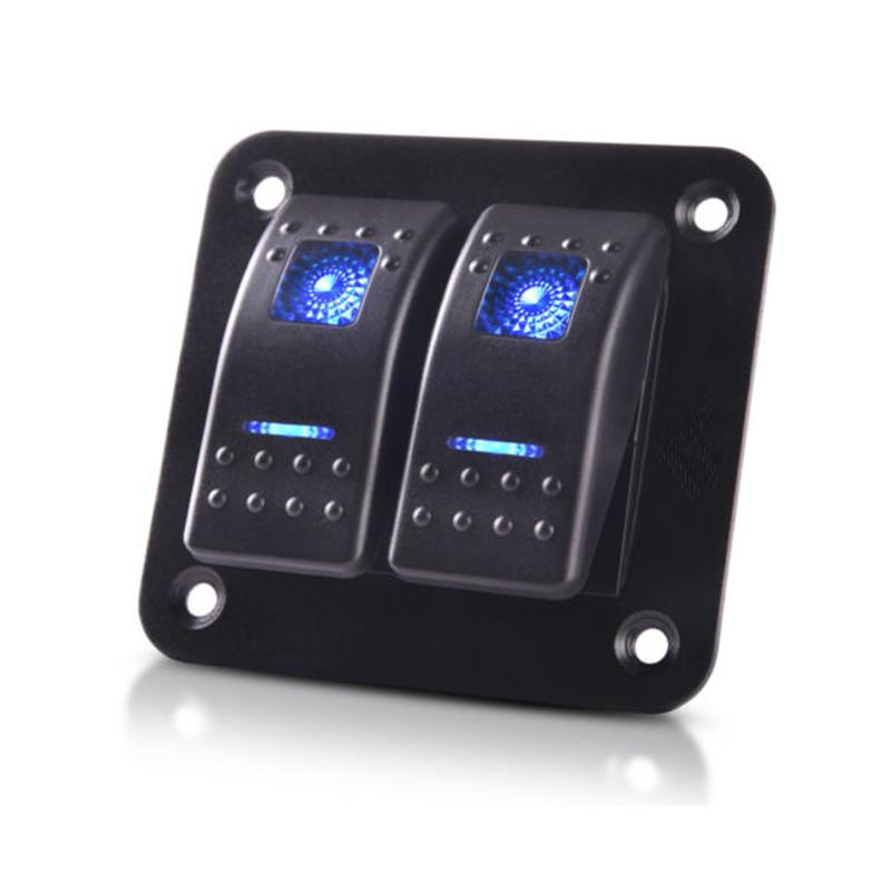 12-24V汽车游艇房车船舶2位改装面板组合开关ON-OFF功能红蓝绿