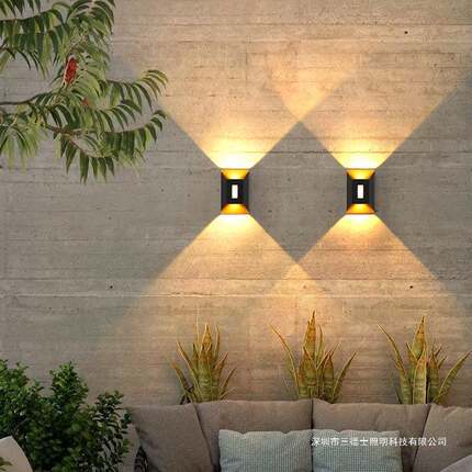 户外壁灯防水庭院灯外墙背景过道楼梯创意灯现代LED户外简约壁灯