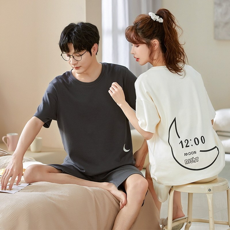2023年新款情侣睡衣夏季短袖男士家I居服夏天韩版可爱女生套装