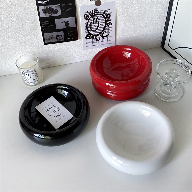 玛特利陶瓷宠物h碗亮光甜甜圈新年猫碗红色大口径狗碗水碗高颜值