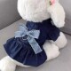 狗狗裙子可牵f引春夏薄新款 猫咪衣服博美仿牛仔连衣裙小型犬牵引