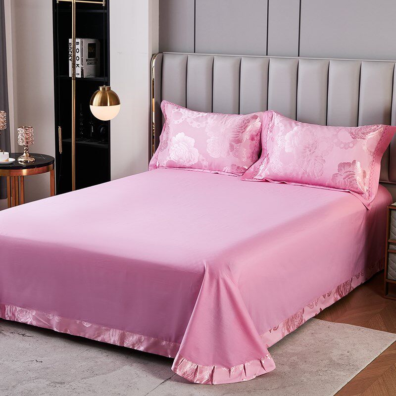 全棉床单枕套贡缎提花纯棉欧式y圆角包边特价1.5米1.8米2米包邮