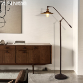 美式 台 复古落地灯客厅卧室床t头创意中古工业沙发阅读钓鱼灯立式