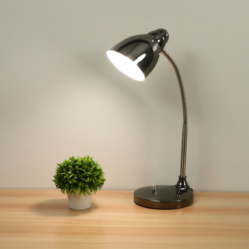 led台灯学习书桌宿舍插电学生儿童金属简约办公阅读换灯泡.E27台