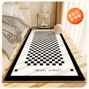 卧室床边毯少女房间奶油风毛绒地毯羊羔毛L加厚客厅茶几脚垫可机