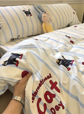 线团小猫床单单件纯棉被套定做单人宿舍全棉被R单枕套可配三四件