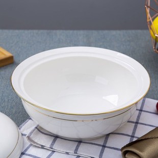 9英寸陶瓷汤碗带盖子 装汤品锅新款G金边家用大号汤窝盛汤盆汤盅