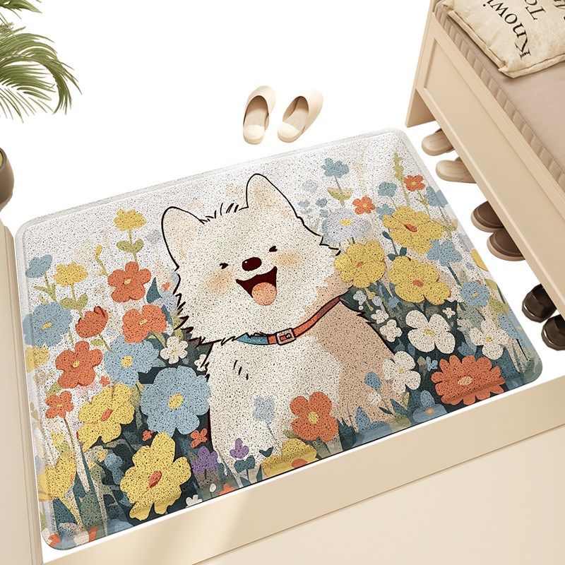 入户门地垫2024新款耐脏丝圈小狗进门防滑玄O关地毯大门口脚垫家