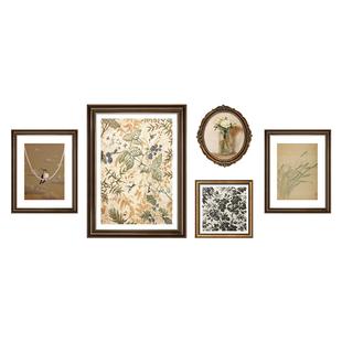 油画小众复古组合壁画 饰画美式 法式 中古风挂f画客厅沙发背景墙装