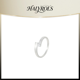 HALYROLS/海丽珞思S925银韩国ins拉丝交错锆石戒指女开口小众轻奢