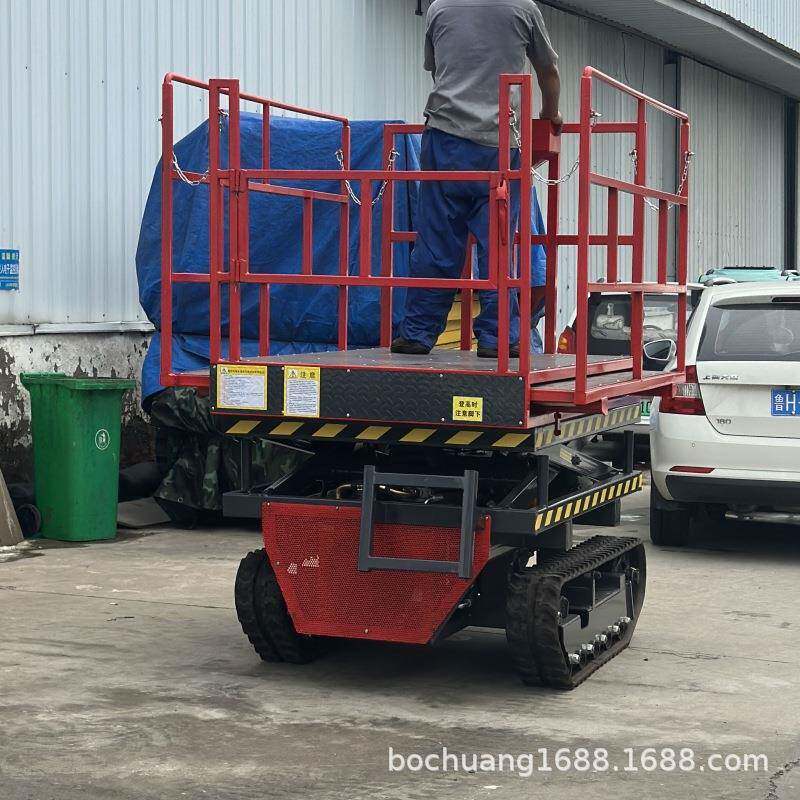 坦克式剪叉电动升降作业平台履带式运输车果园设备采摘升降车