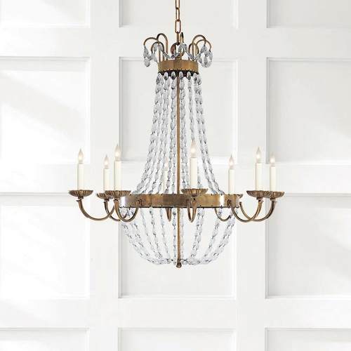 美式复古做旧全铜蜡烛吊灯后轻奢简约客厅餐厅手工水晶串珠吊灯