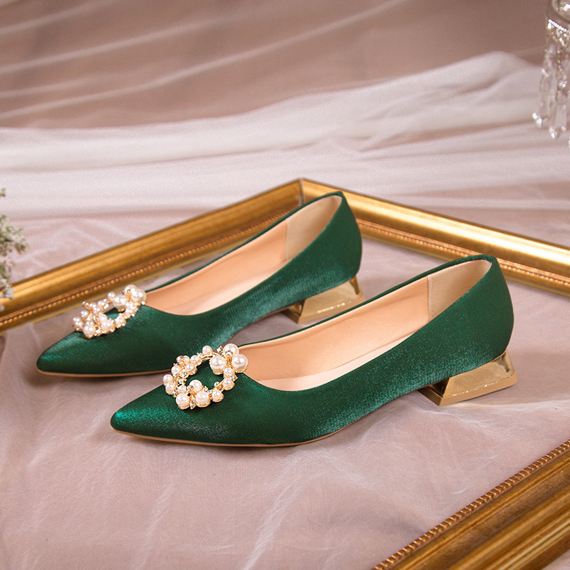 不累脚绿色婚鞋出门上车鞋秀禾服结婚小众高级感新娘鞋中式敬酒鞋,女鞋,婚鞋,淘宝优惠券,粉丝福利购,淘宝优惠卷