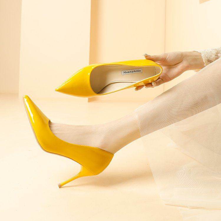 不累脚裸色高跟鞋女细跟真皮白色亮漆皮职业尖头黑色软底工作单鞋,女鞋,浅口单鞋,淘宝优惠券,粉丝福利购,淘宝优惠卷