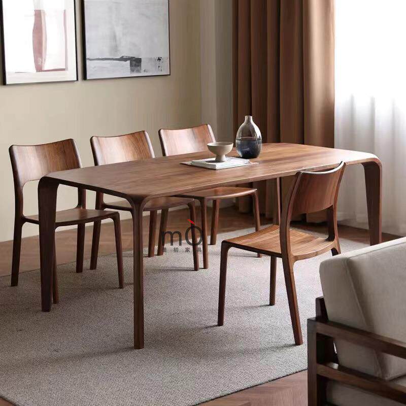 中古风北美黑胡桃木餐桌全实木长方形家用原木榫卯吃饭桌书桌餐台